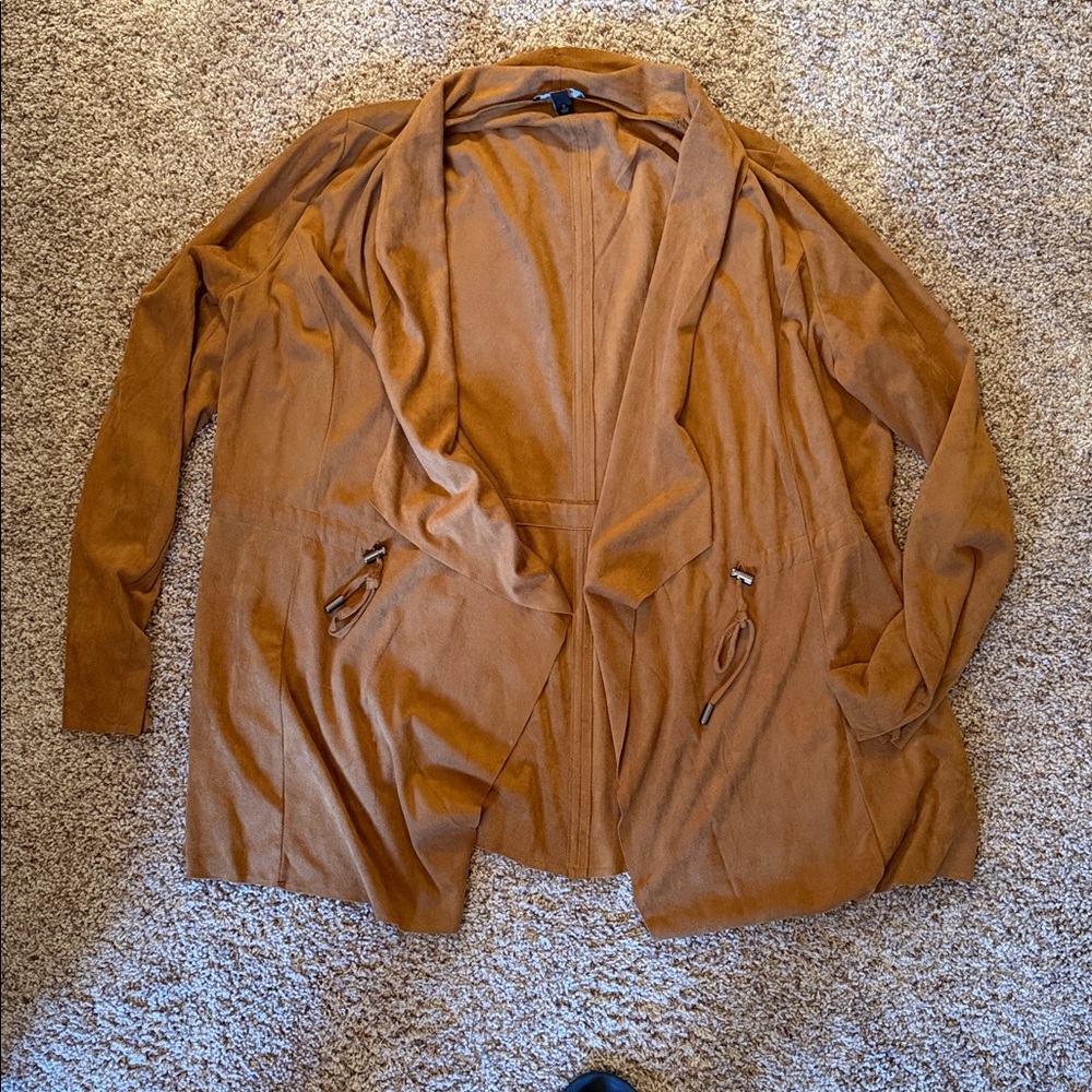 Torrid Camel Faux Suede Drape Jacket - Size 2